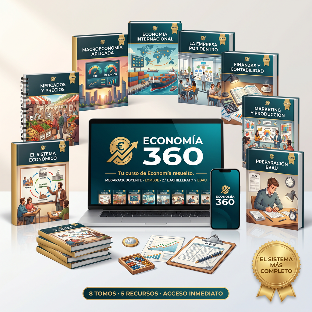 Mockup Economía 360 · Completo (8 tomos + 5 bonos)