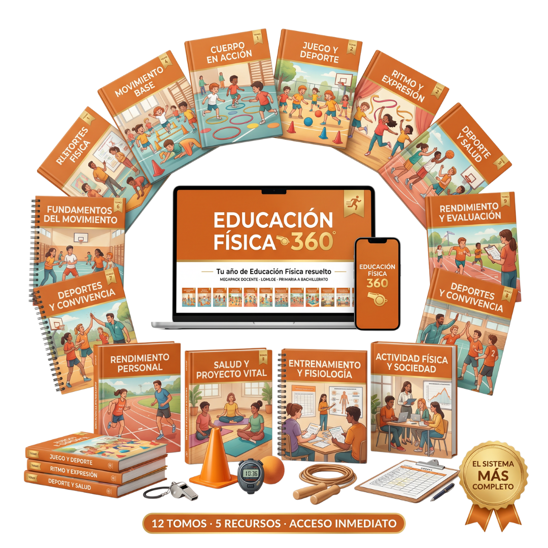 Educación Física 360 · ESO y Bachillerato — mockup del sistema completo