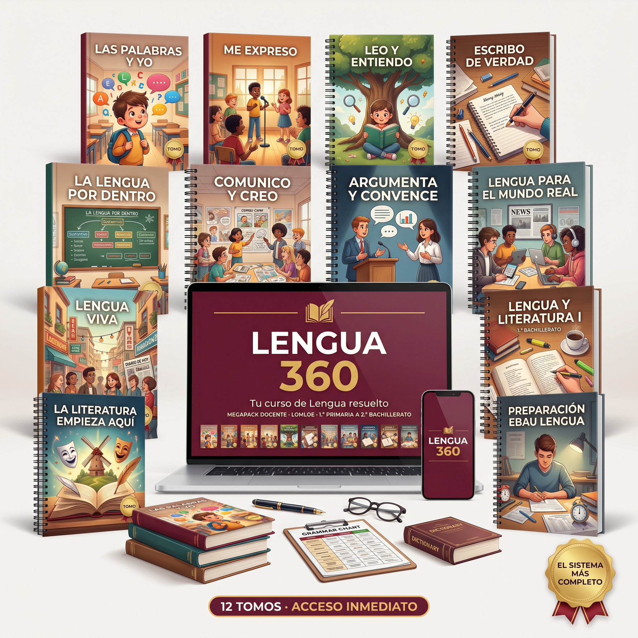 Lengua 360: 12 tomos por curso de Primaria a Bachillerato, alineados a la LOMLOE