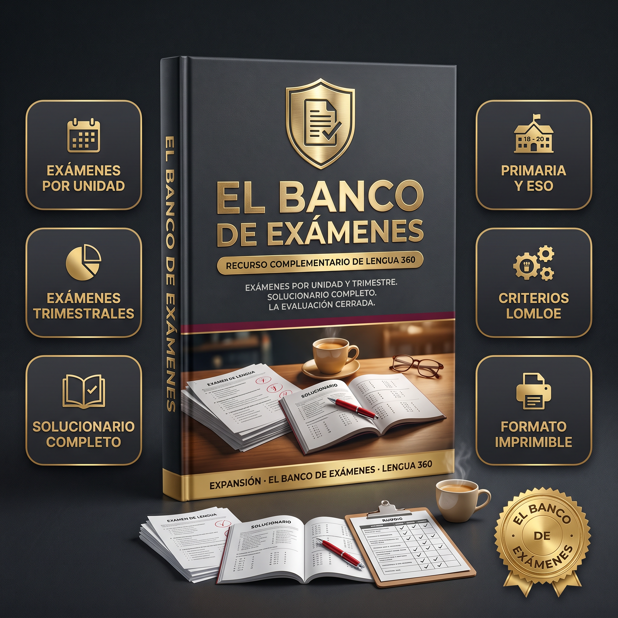 El Banco de Exámenes de Lengua 360: exámenes por unidad y trimestre con solucionario